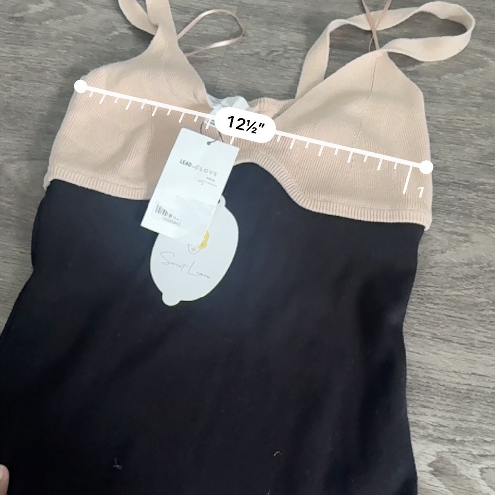 NWT Sweet Lemon Two-Tone Black Nude Bustier Slip Dress Sz M - Picture 9 of 10